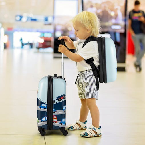 NNECW 2-Piece Carry-on Luggage Set with Spinner Wheels for Children-Navy