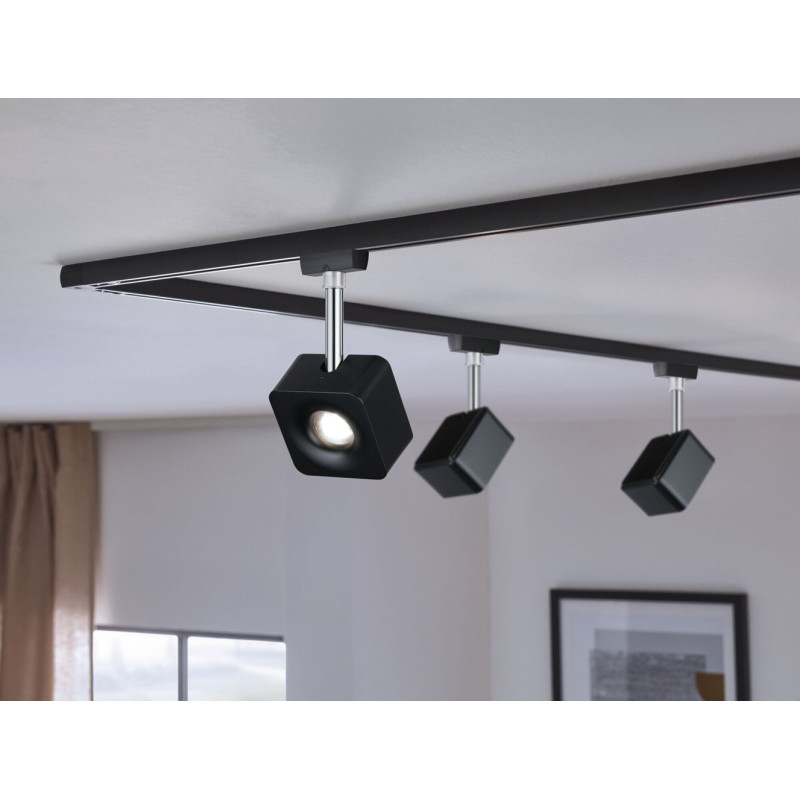 Spot LED URail Cube noir et chrome blanc neutre 720 lm 8 W PAULMANN