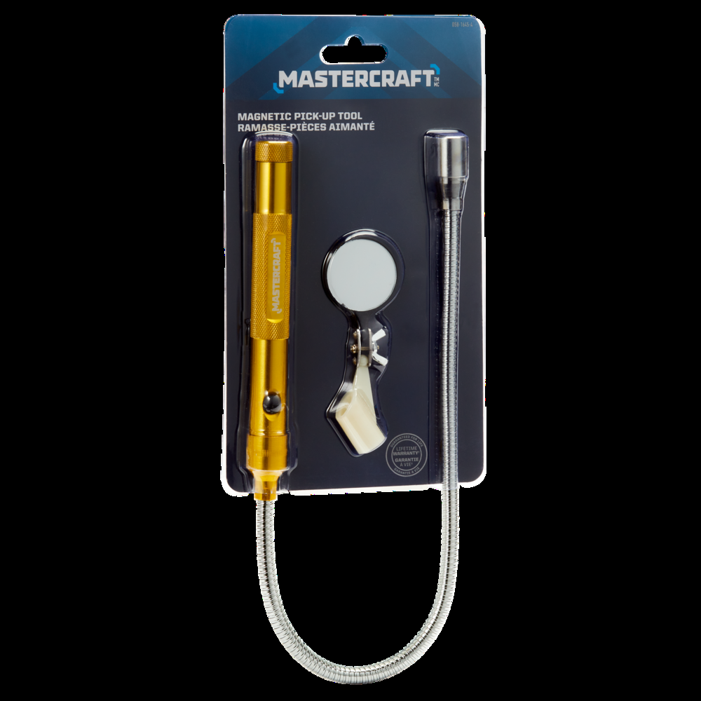 Mastercraft Magnetic Pickup Tool with 1.4-in Lighted Glass Mirror, 5-lb Load Capacity