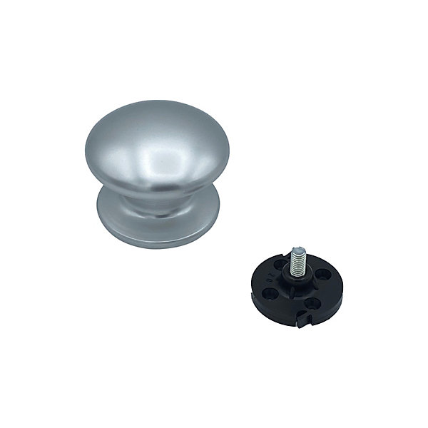 Bouton tirant de porte fixe D80 mm en aluminium Argent poli - breveté