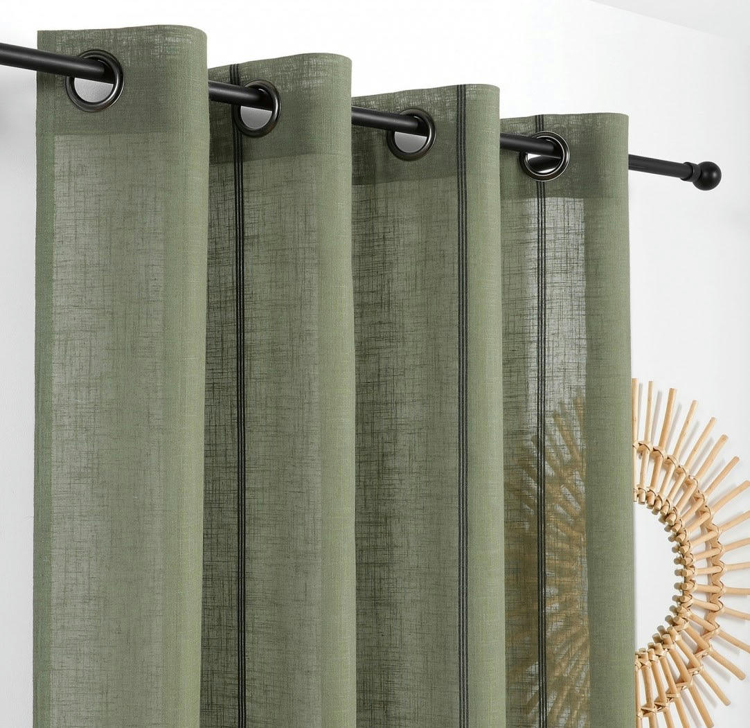 JEANNE - Rideau naturel chic kaki 145x260cm