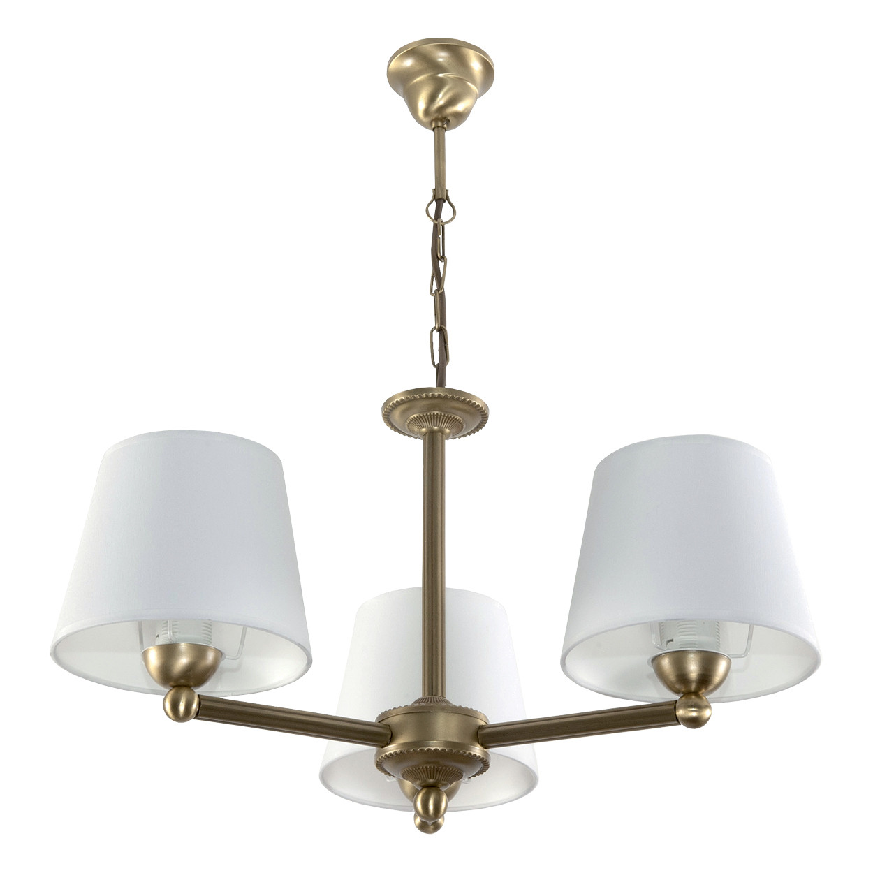 Lampa wisząca EDYLIT glamour złota białe abażury 3xE27 GERARDO 11-742