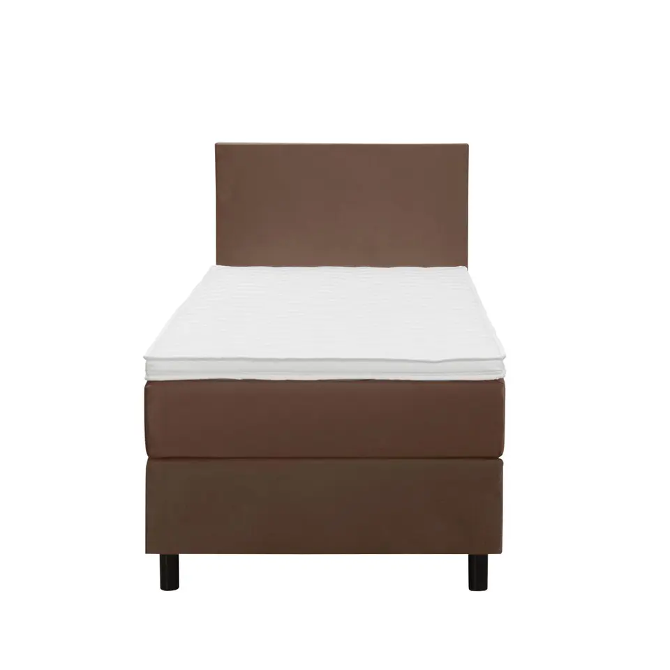 Boxspring Liv egaal - bruin - 90x200 cm - ronde poot