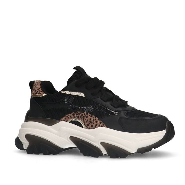 Zwarte sneakers met leopard print