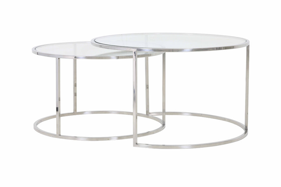 Light & Living salontafel DUARTE - Ø75x44cm - zilver - Set van 2