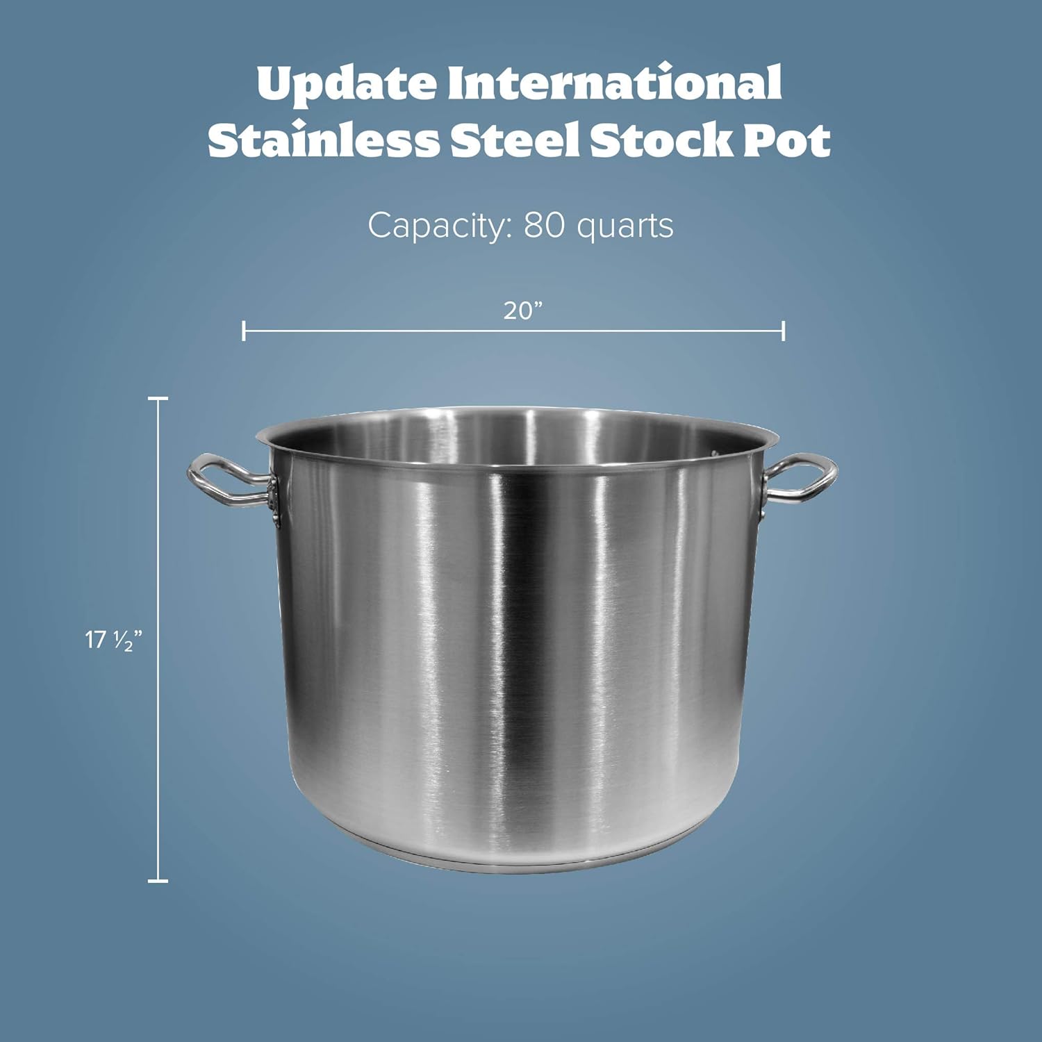 Update International 80 Qt Induction Ready Stainless Steel Stock Pot w/Cover