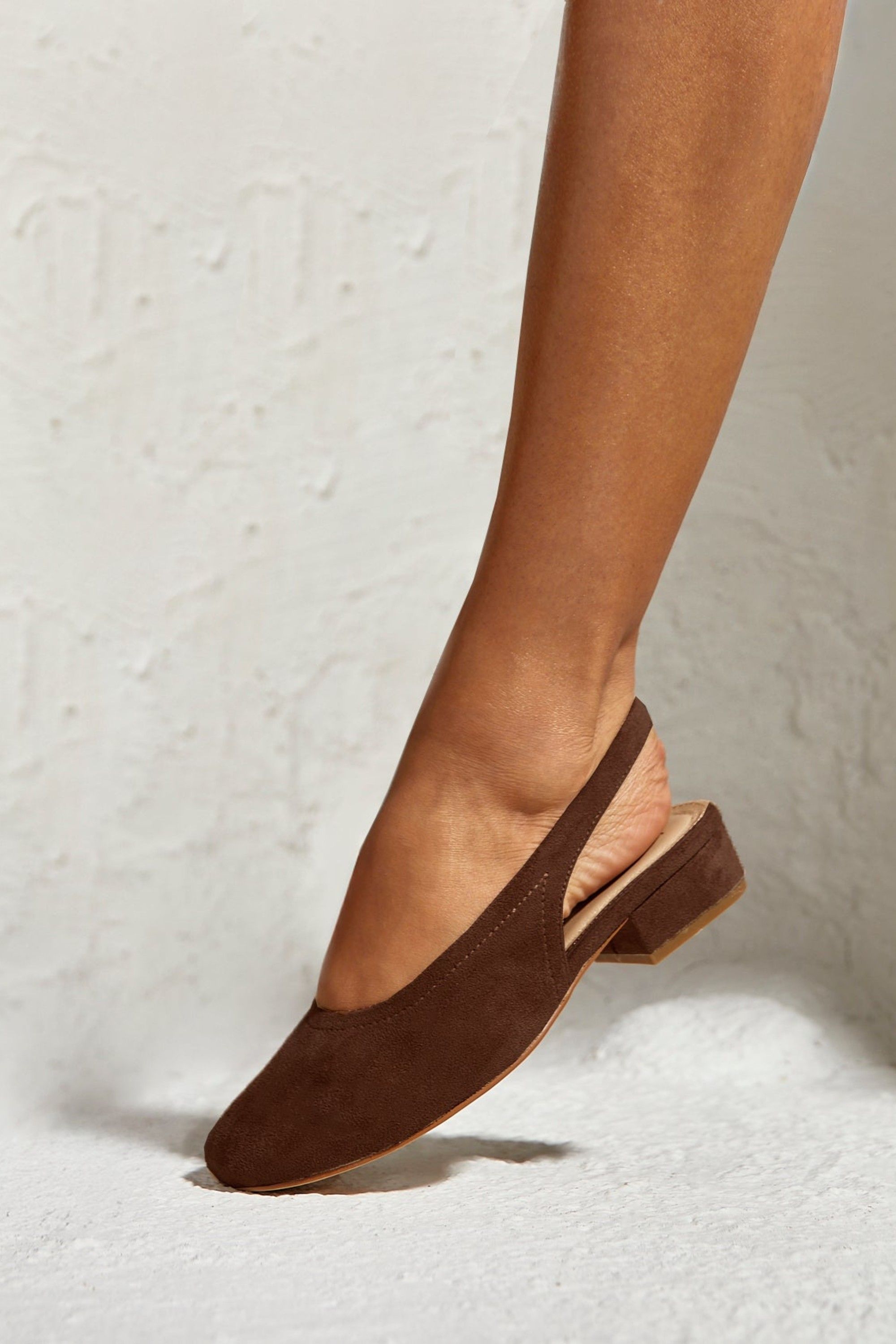 Linzi Glide Brown Faux Suede Mary Jane Heels