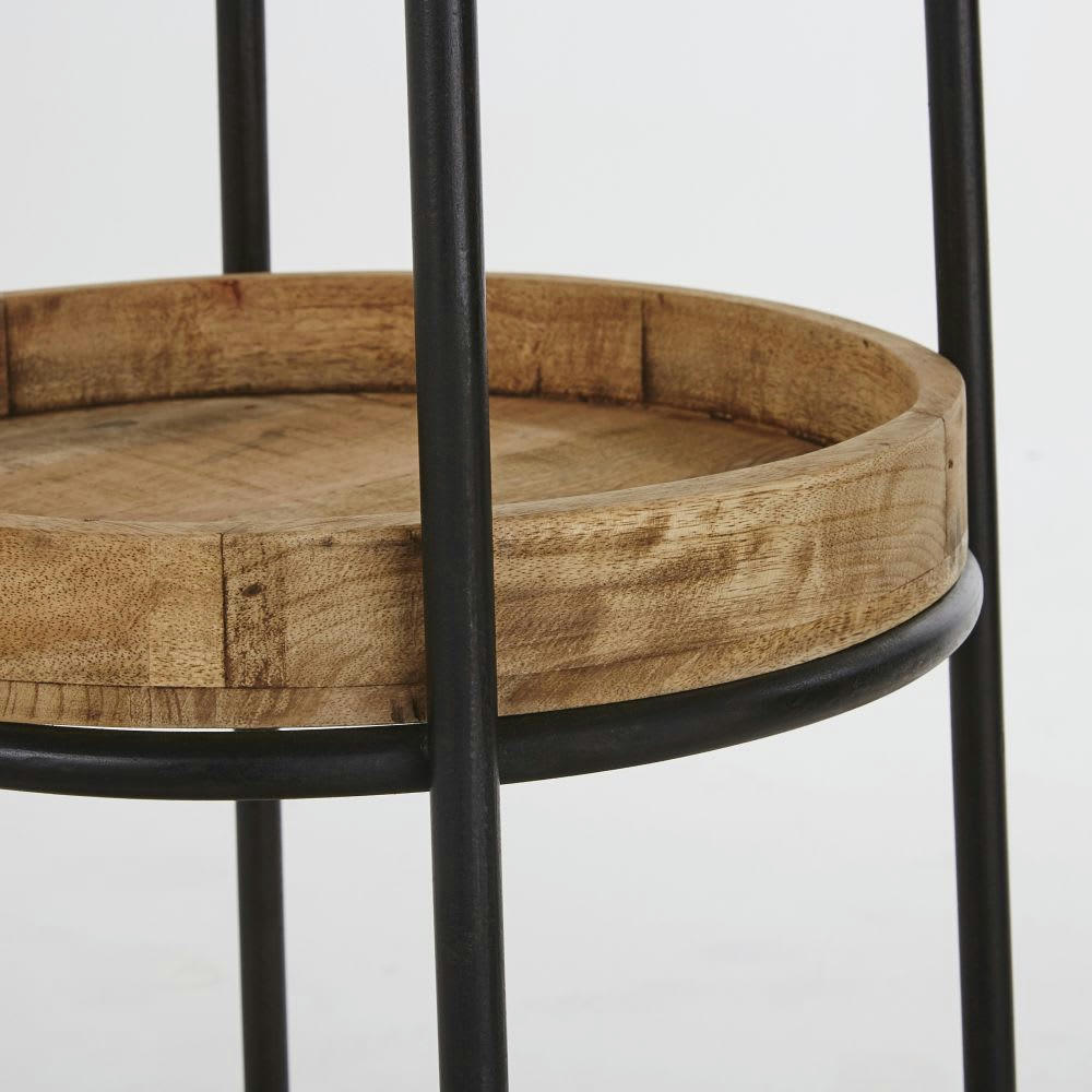 ADANN - Porte-manteau en métal noir et manguier