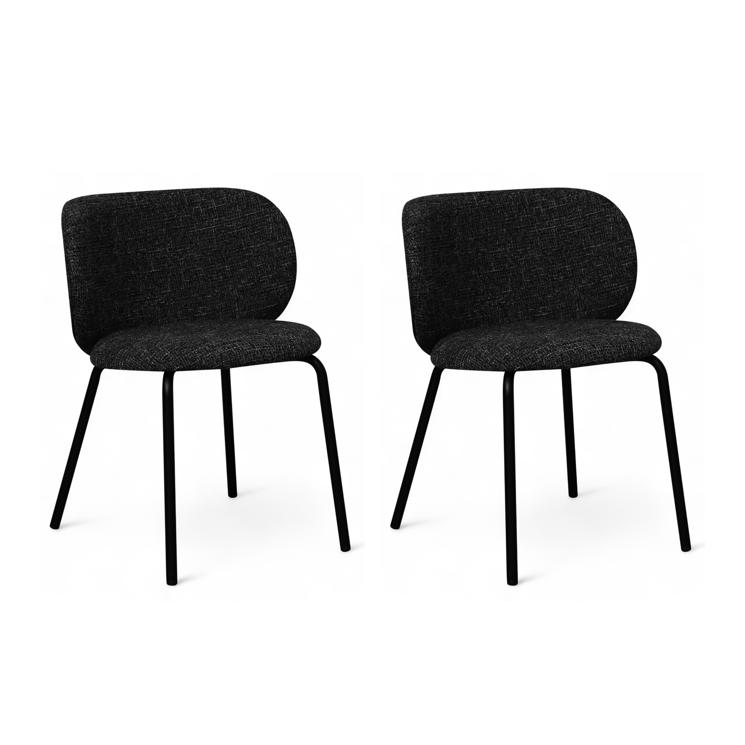 Furnhouse eetkamerstoel Nanna - Zwart - Stof (Bouclé) - Set van 2