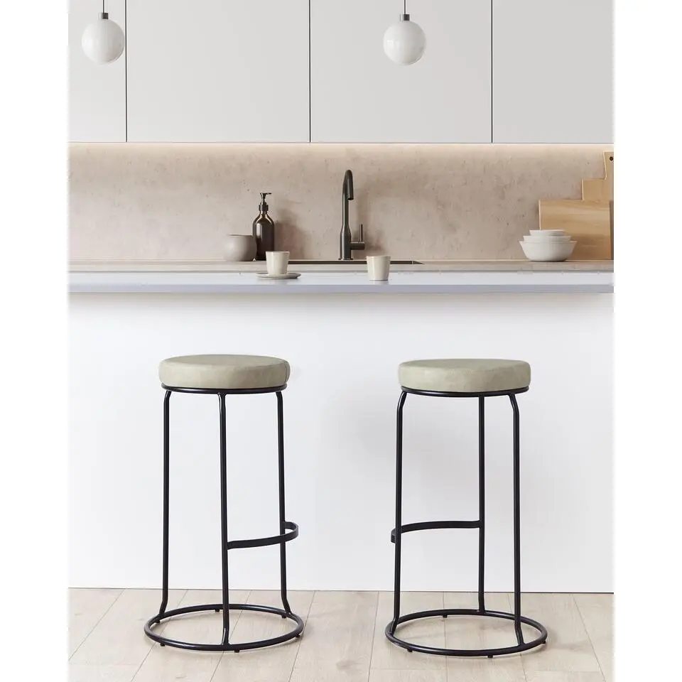 MILROY - Barkruk set van 2 - Grijs - Kunstleer