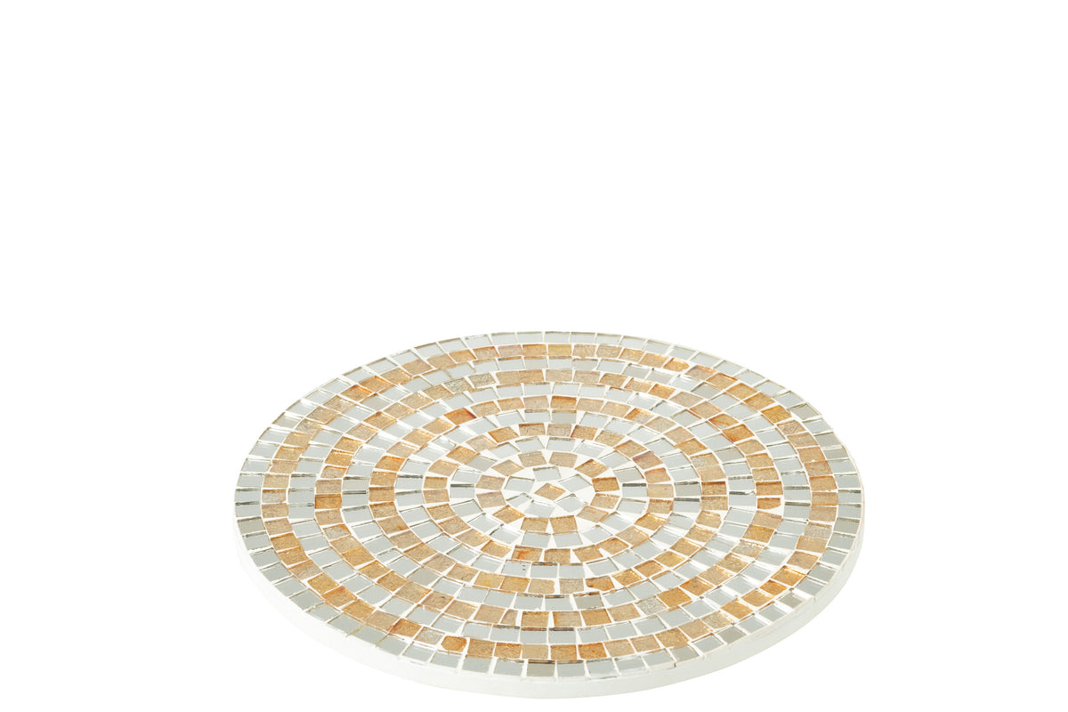 J-Line plateau Mozaiek - glas - zilver/goud - medium