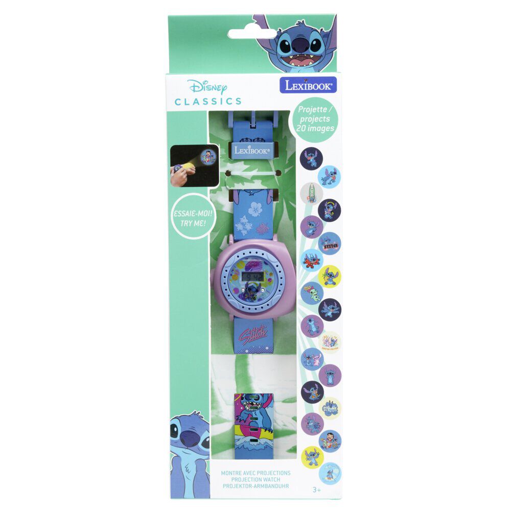 Montre enfant digitale Stitch avec projection 20 images plastique bleu