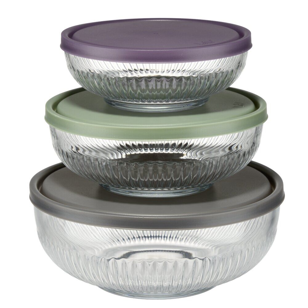 Saladier x3 en verre transparent Ø17/20/23xH10cm