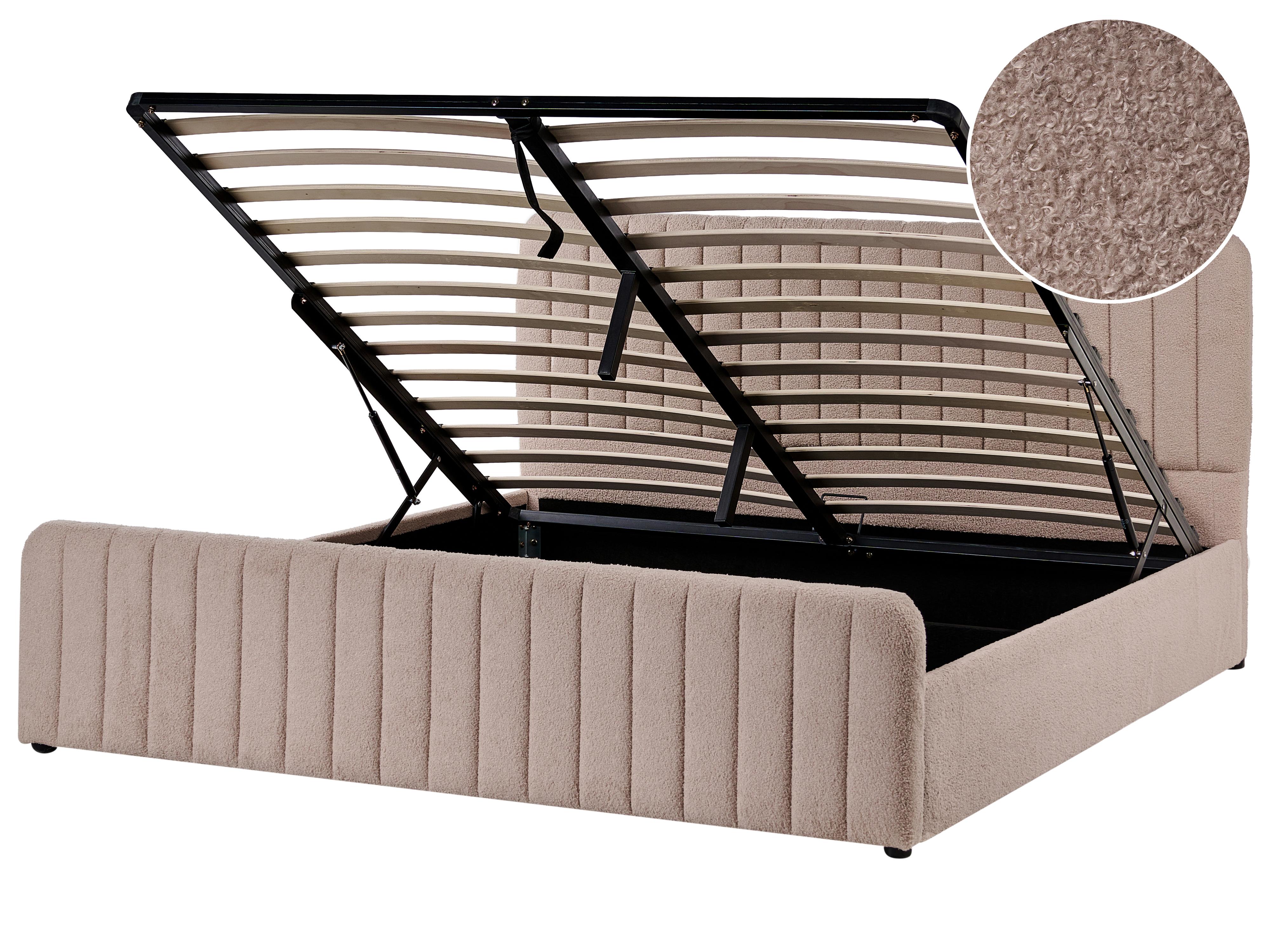 Ottoman Bed Boucle LUNAN 180 x 200 cm (EU Super King) Taupe