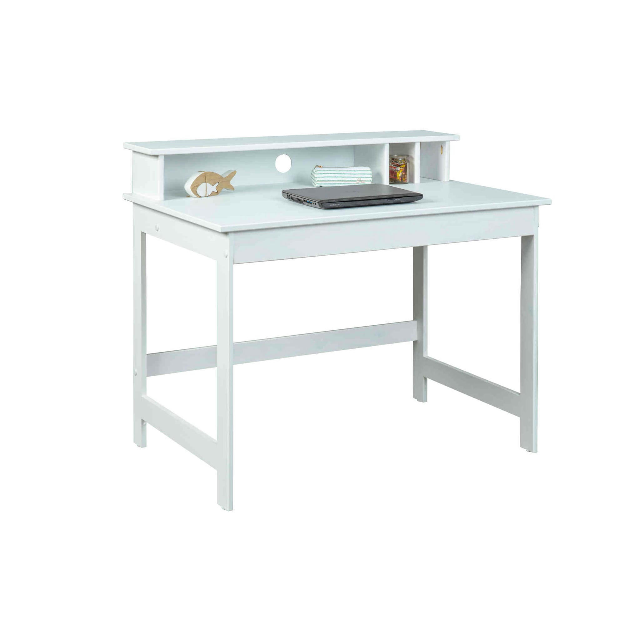 - Bureau avec surmeuble en bois blanc