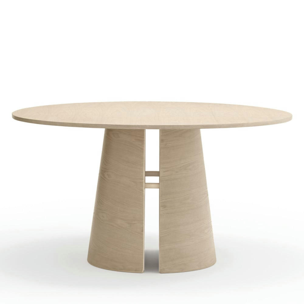 CEP - Table à manger ronde en bois D137cm bois blanchi