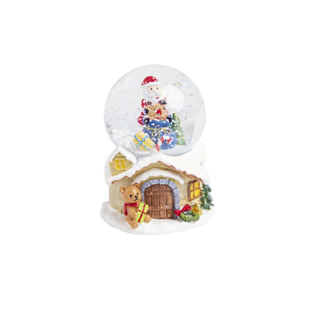 Boule à neige No&euml;l Ø8,3xH10,5 cm (4 modèles)