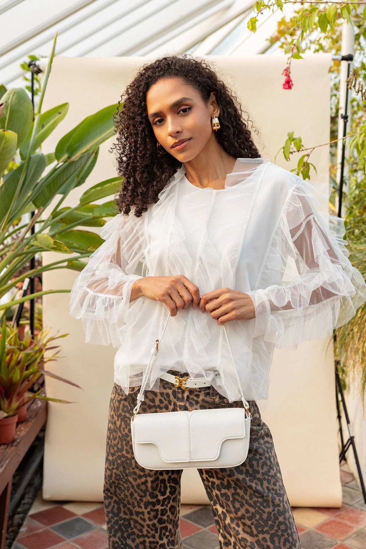 Ecru Naomi Ruffle Top