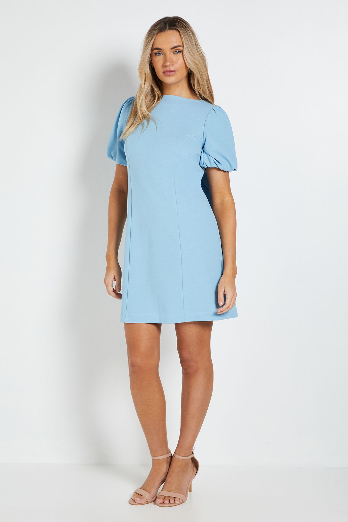 Dorothy Perkins Petite DP Luxe Puff Sleeve Bow Back Mini Dress
