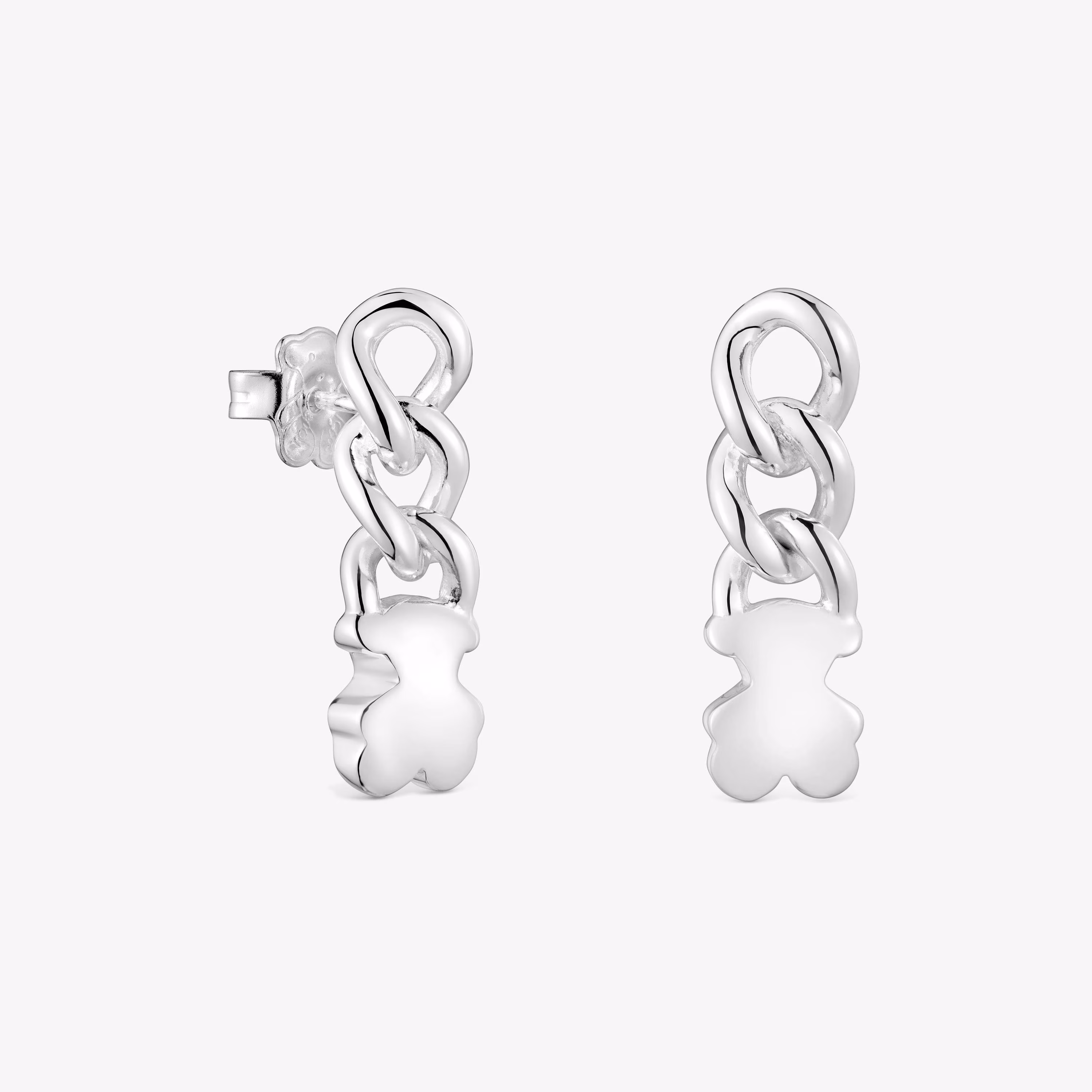 Pendientes cortos de plata oso Bold Motif