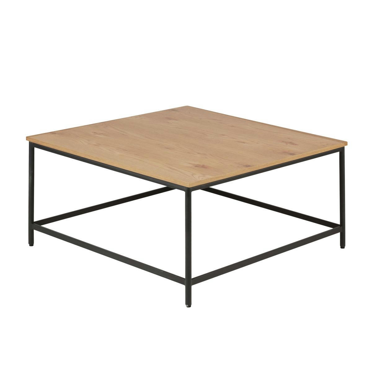ALLURE - Table basse carrée bois et métal 80 cm