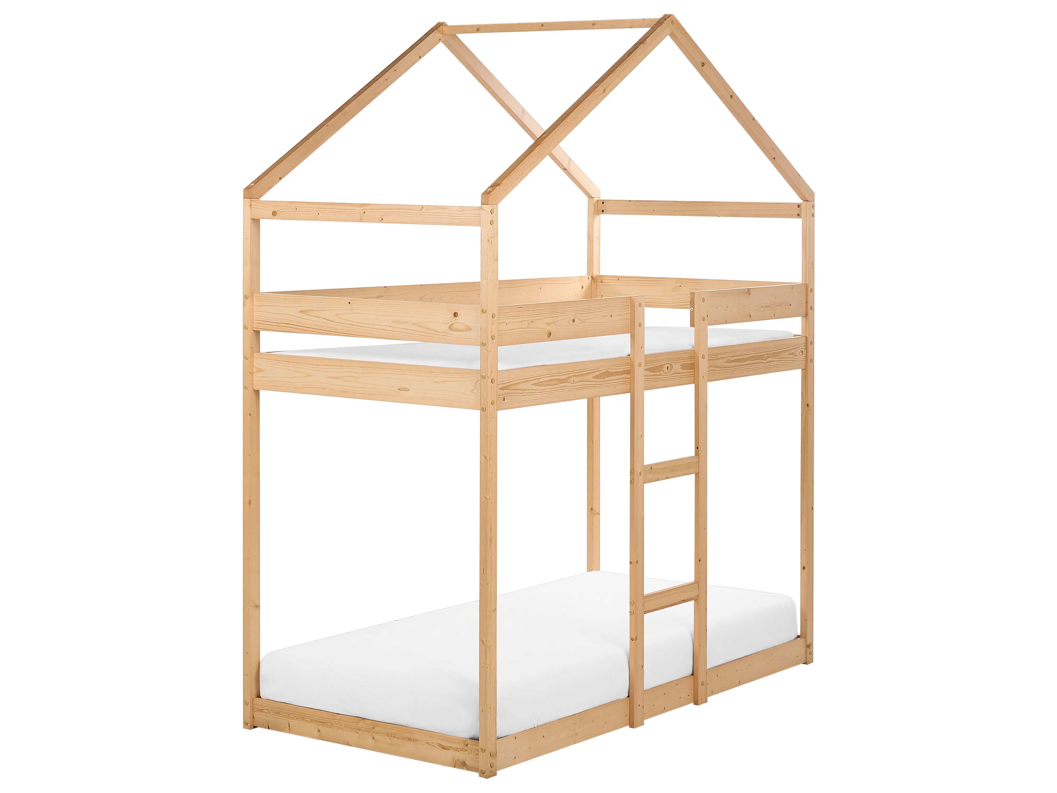 Bunk Bed House Pine Wood LABATUT 90 x 200 cm (EU Single) Light Brown