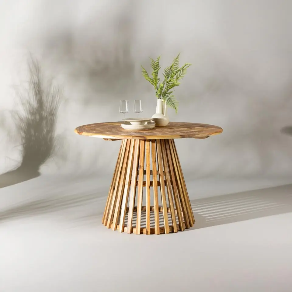 Eettafel Naturel Acaciahout - 120x120x75cm - Lumpur