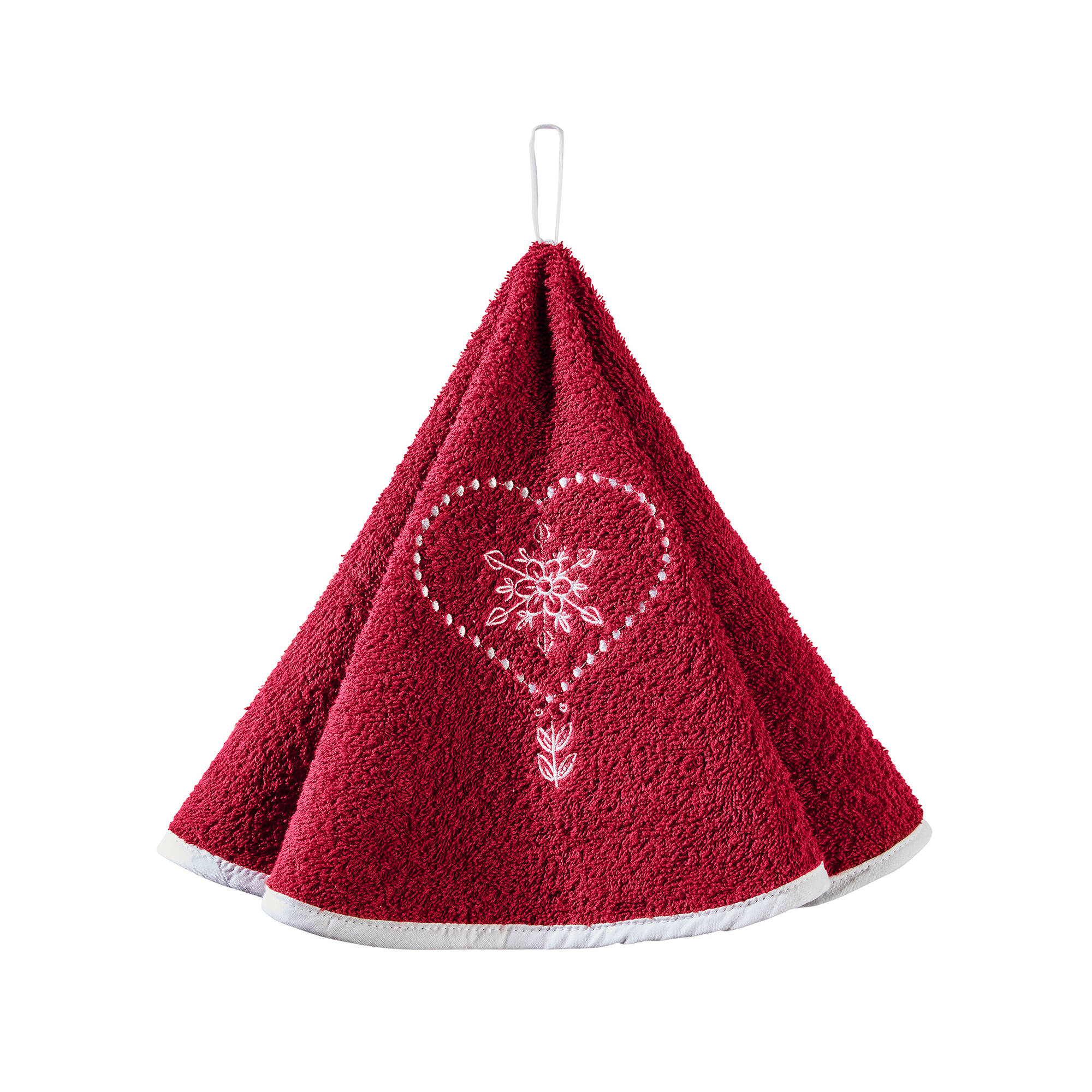 Essuie-mains éponge brodée coeurs forme cloche - lot de 2