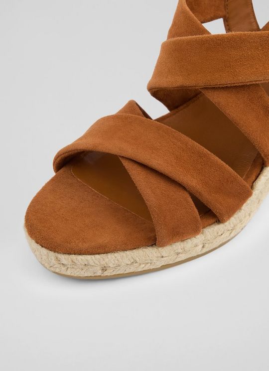 Mariana Tan Suede Multi Strap Wedges