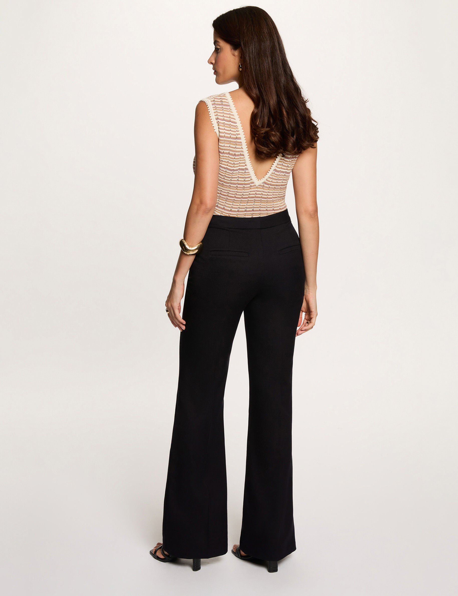 Bootcut Trousers Navy Blue Women