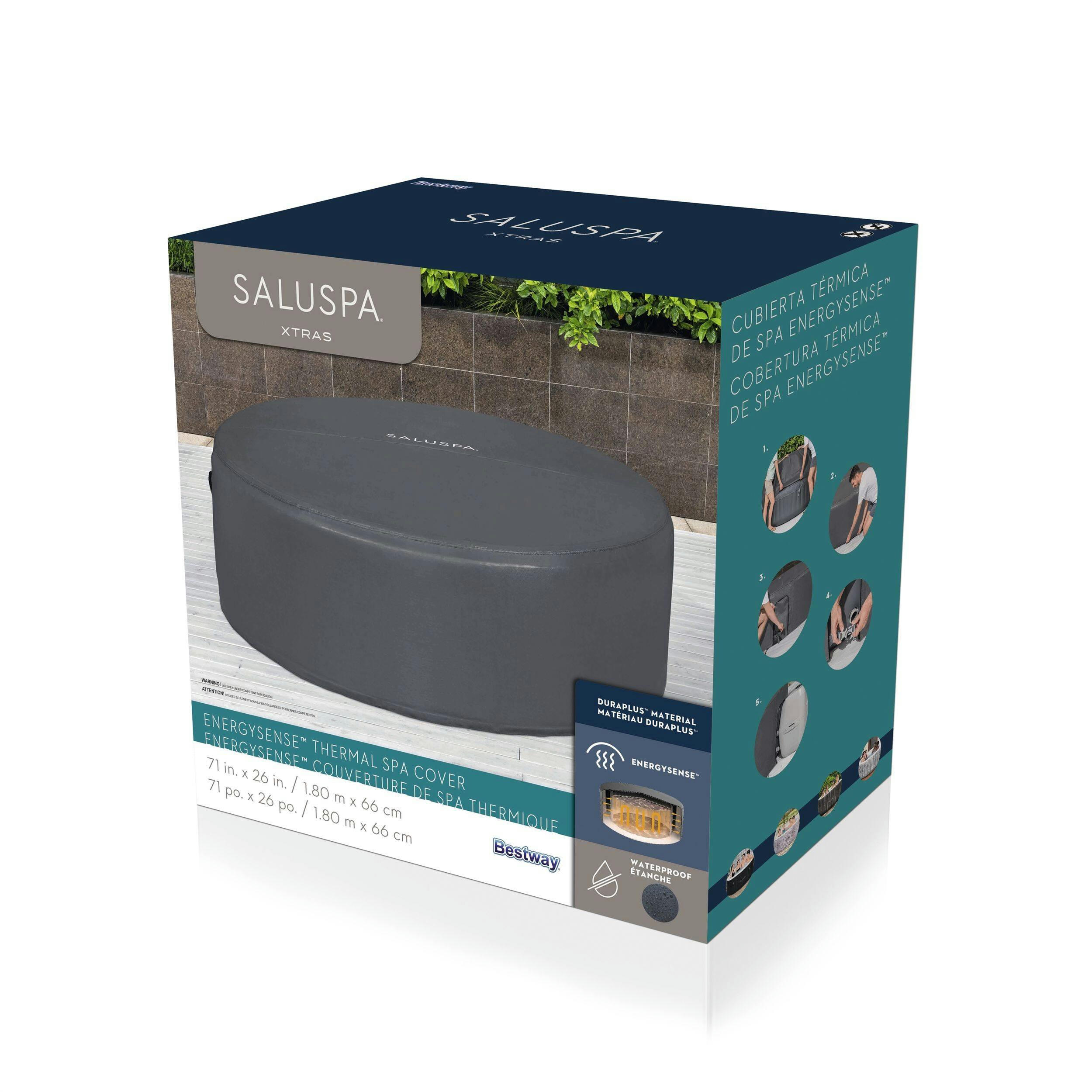 SaluSpa® EnergySense™ Thermal Spa Cover, Black, 71-in x 26-in