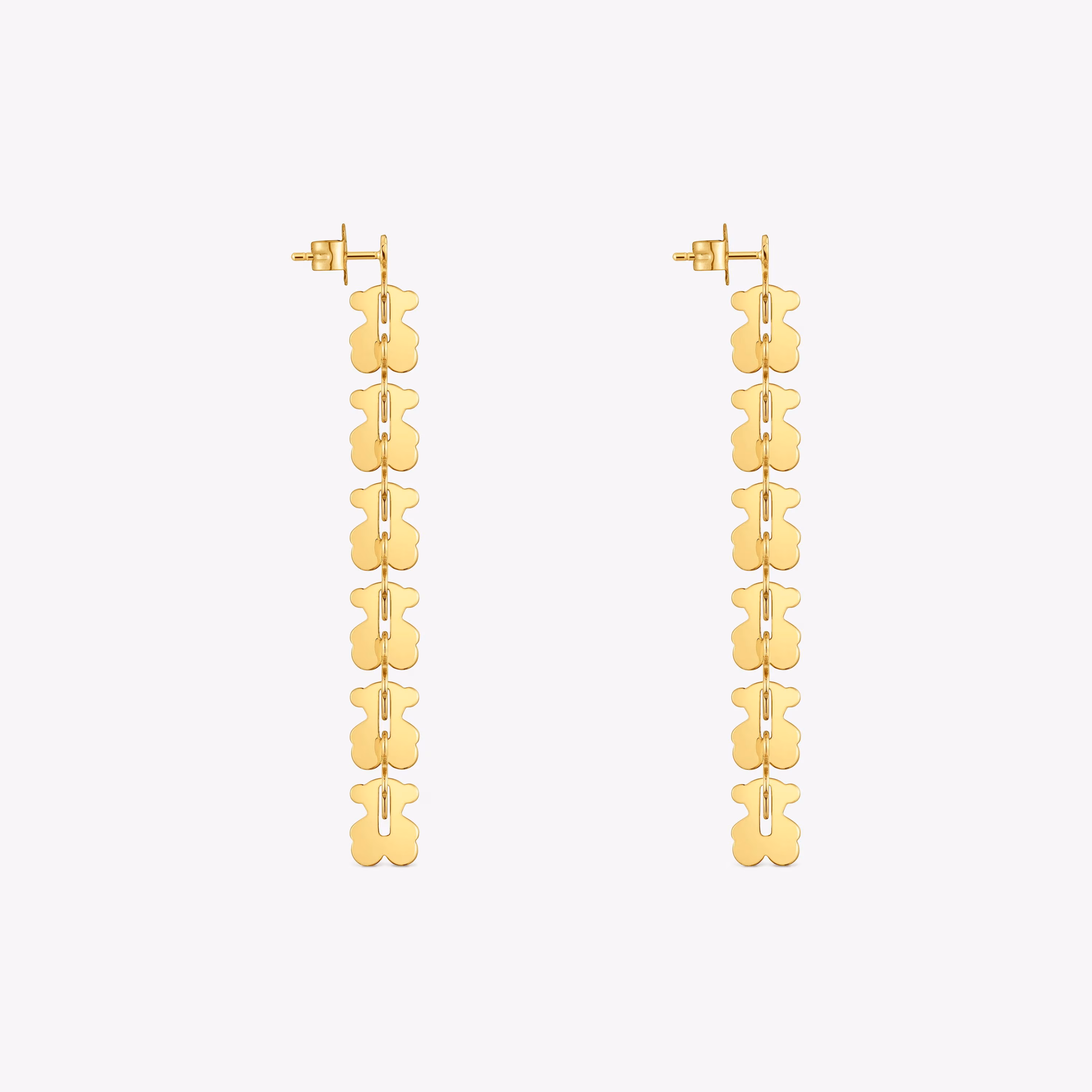Pendientes largos de acero en color dorado con motivos oso Carrusel