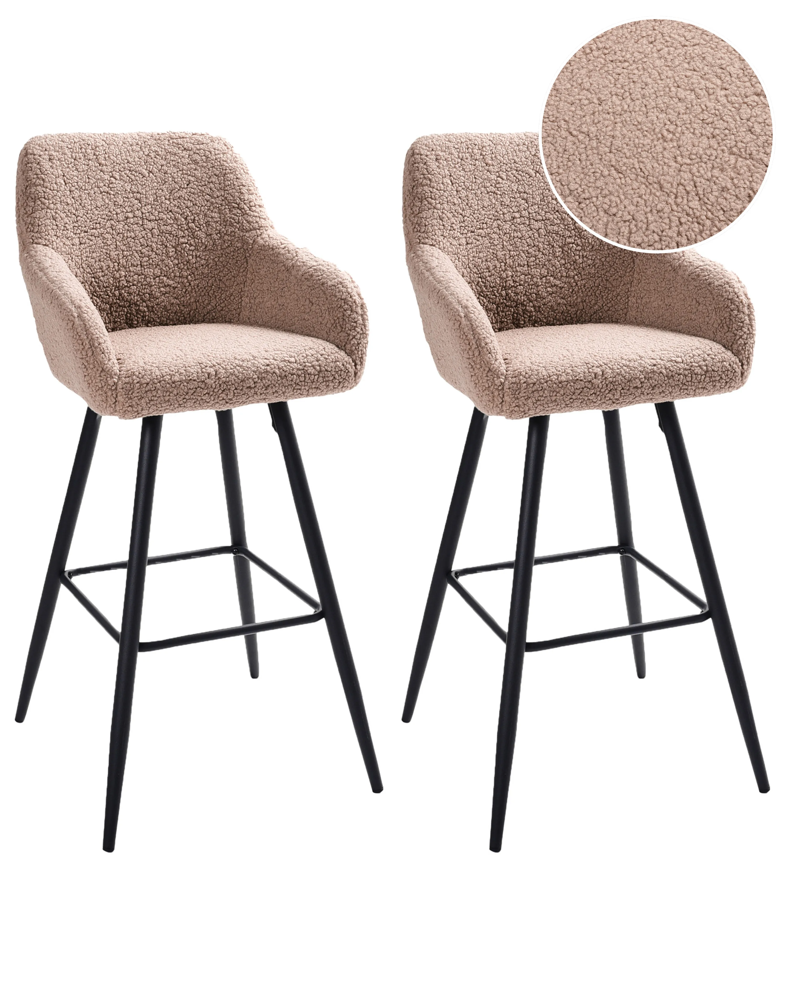 Set of 2 Bar Chairs CASMALIA Boucle Taupe