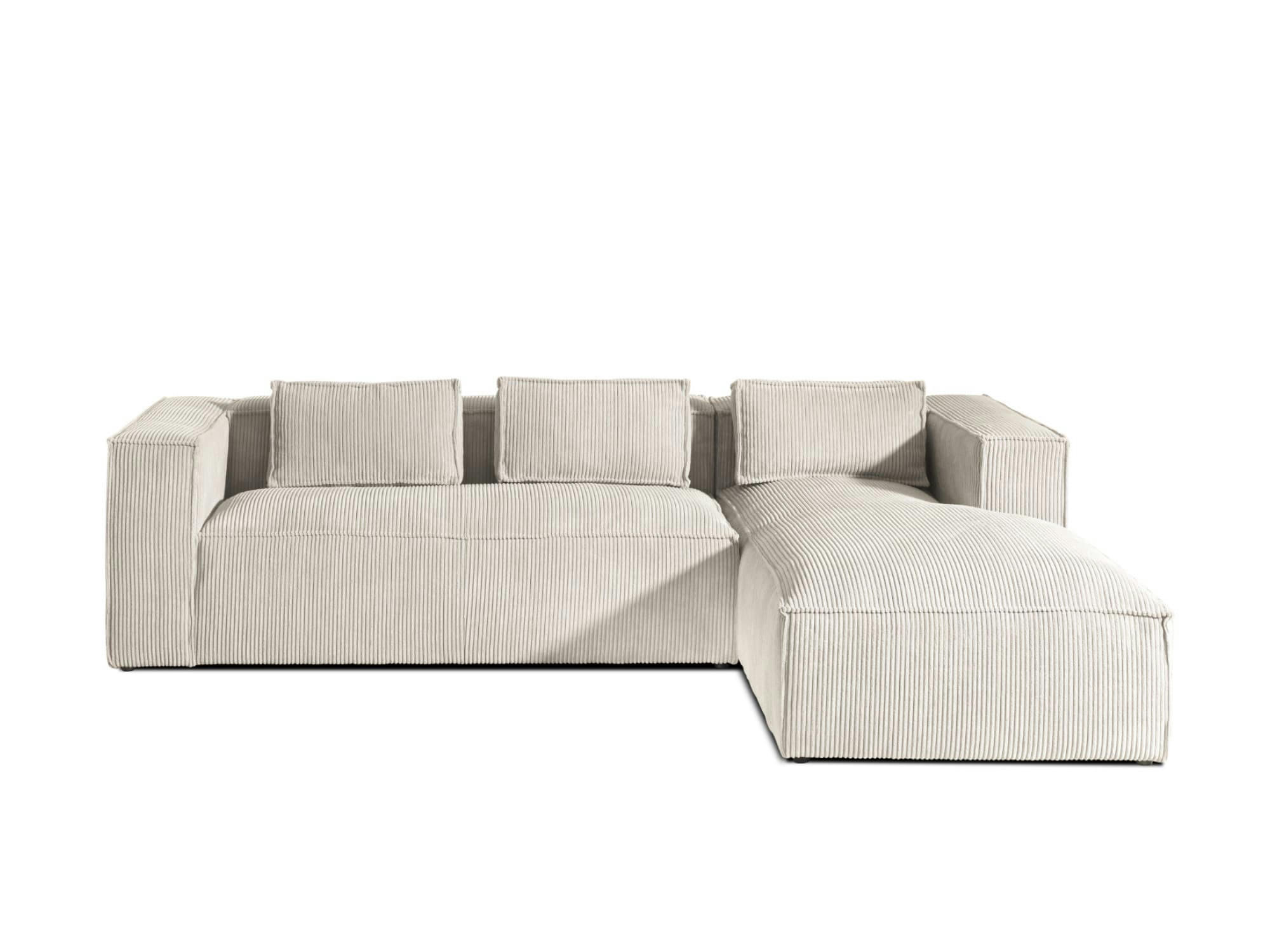 STELLA - Canapé d'angle droit 4 places en velours côtelé beige