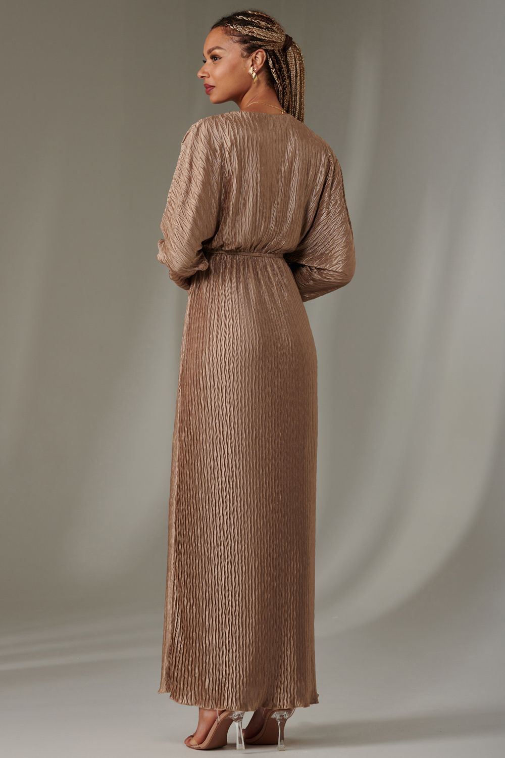 Jolie Moi Ruffle Hem Chiffon Midi Dress