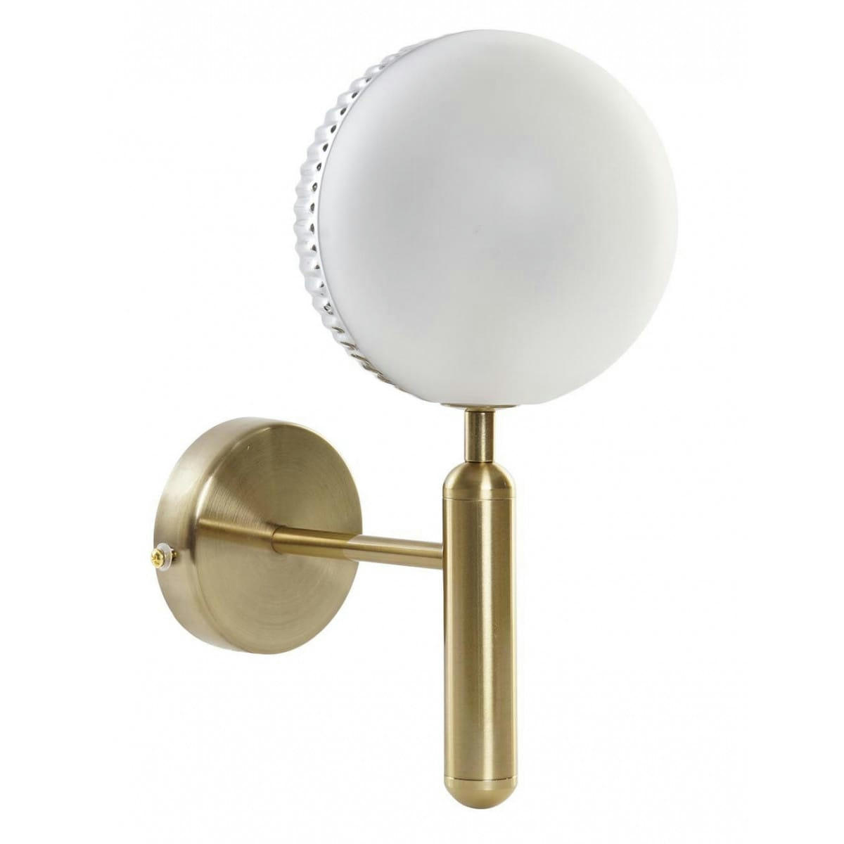 - Applique murale métal doré et globe en verre dépoli blanc 15x15x38cm