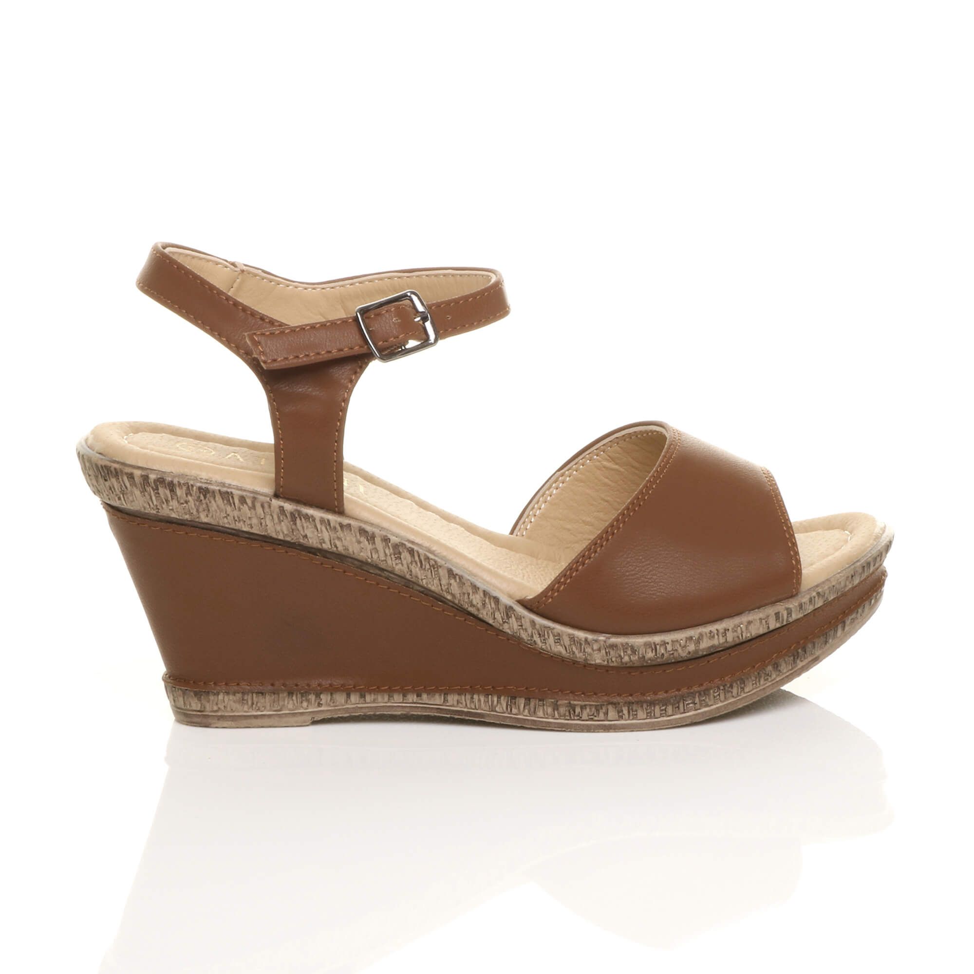 AJVANI High Wedge Heels Ankle Strap Cork Sandals