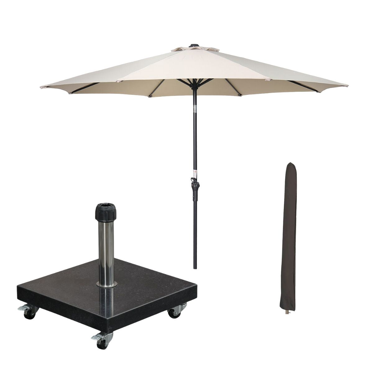 Garden Impressions stokparasol Lotus ecru Ø300 cm met Eureka voet en hoes