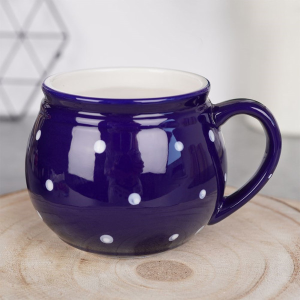 Kubek beczułka do grzanego wina ceramiczny niebieski 200 ml