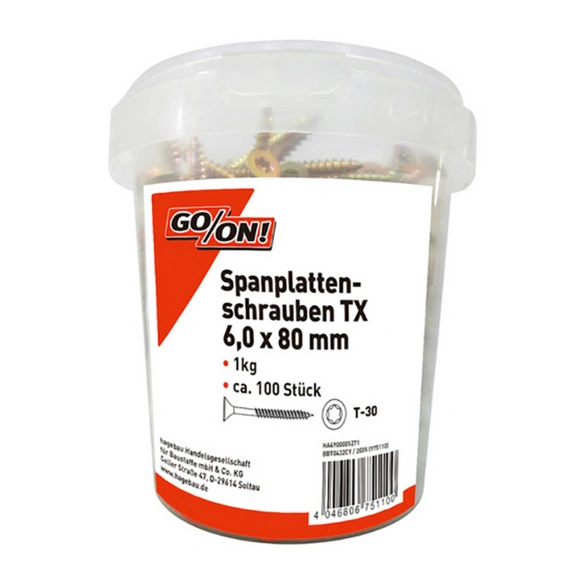 Torx-Spanplattenschraube, ØxL: 6 x 80 mm, Stahl