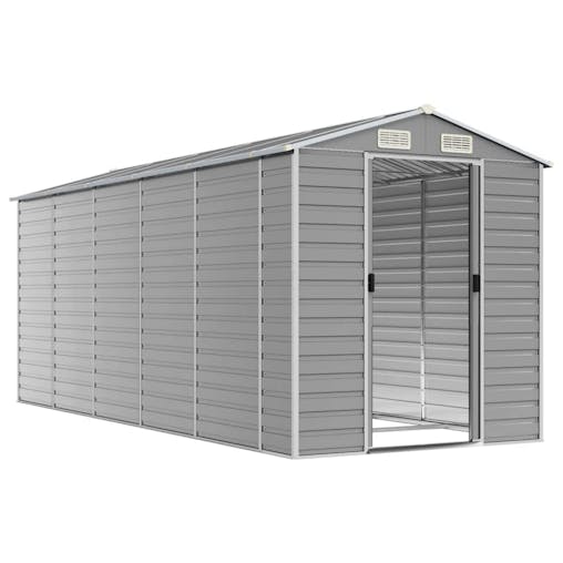 NNEVL Garden Shed Light Grey 191x470x198 cm Galvanised Steel