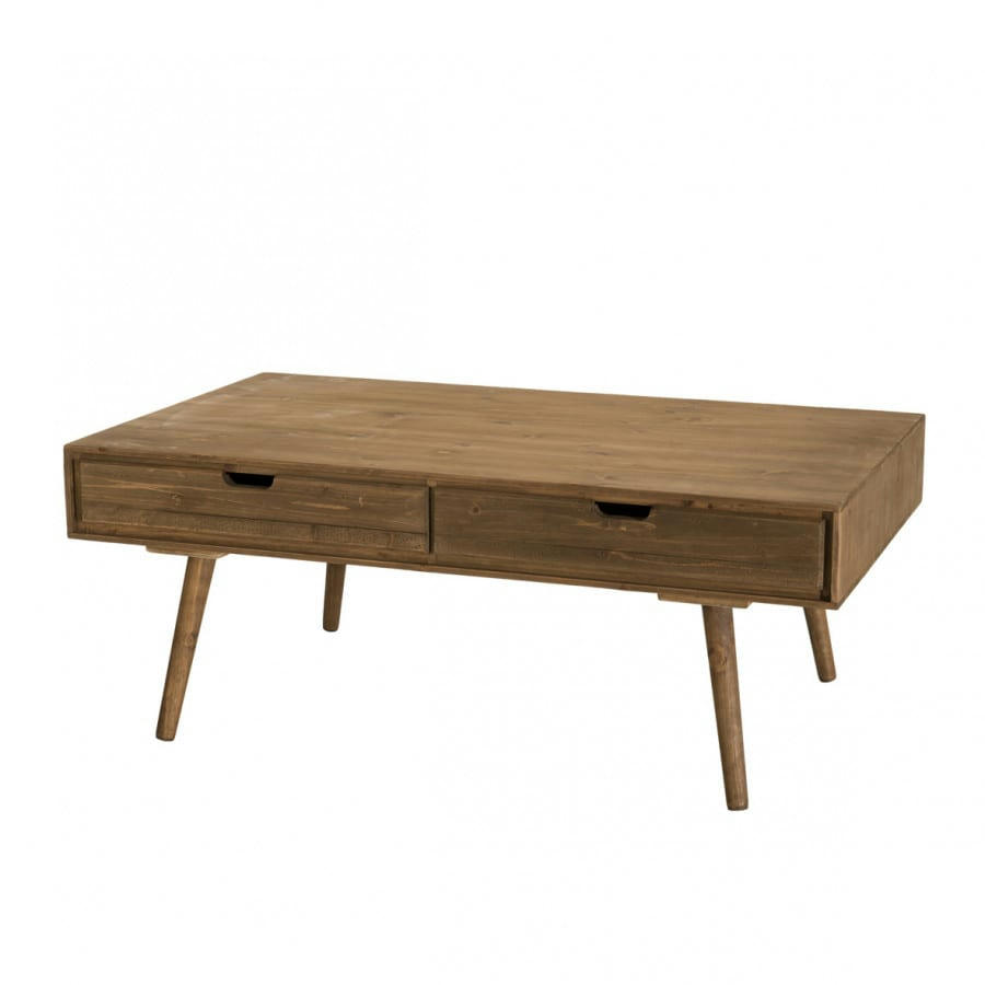 ANDREW - Table basse 4 tiroirs en sapin L120