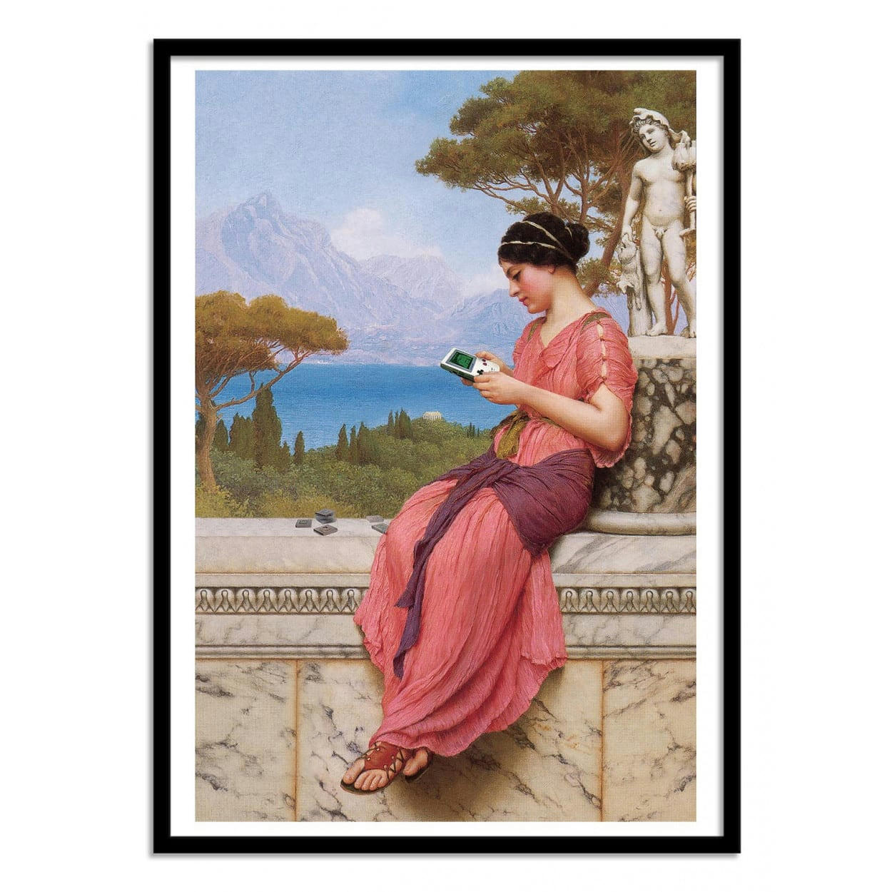 JONAS LOOSE - THE GAME OF LOVE - Affiche d'art avec Cadre bois noir - 30 x 40 cm