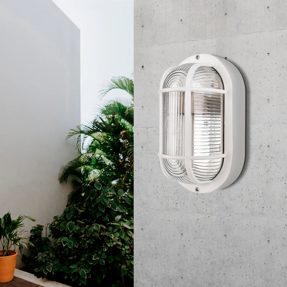 LED-Außenleuchte »Korbi«, E27, BxHxT: 20,5 x 9,5 x 12 cm, oval, weiß