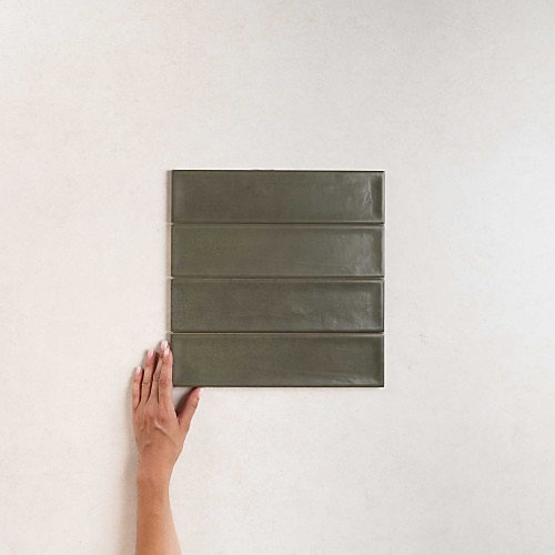 Carrelage Effet Zellige Vert Foncé NARA Oliva Mate 7,5x30cm - Les Carreaux de Jean