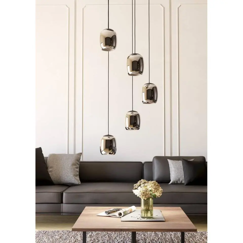 EGLO Ciampino Hanglamp - E27 - &Oslash; 54 cm - Zwart/Grijs - Glas