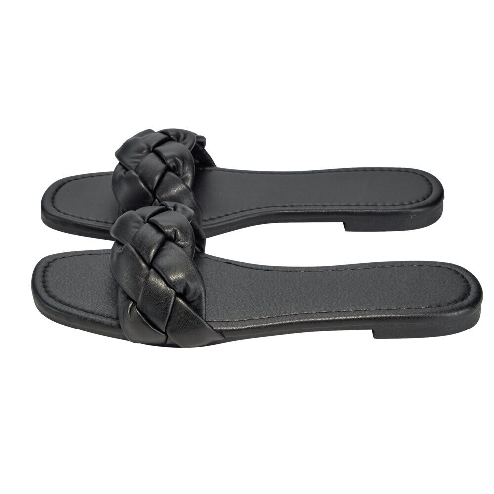 Sandales femme tressées simili noir 39/40