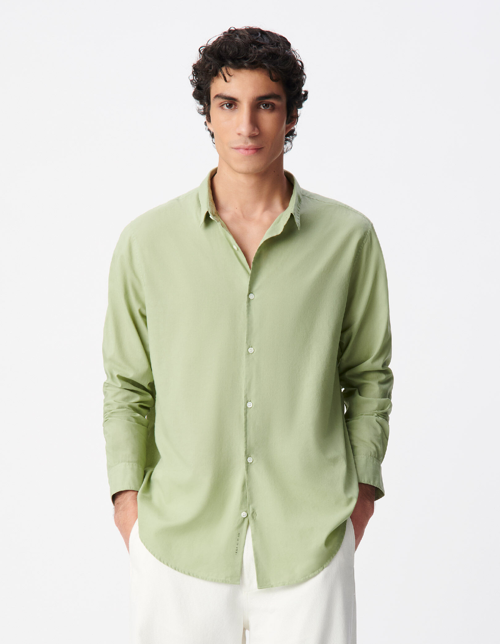 Chemise regular verte voile de coton bio Homme