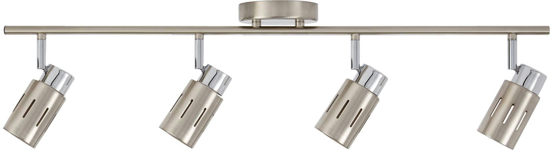 NOMA 4-Light Adjustable Swivel Heads Track Light Fixture, Brushed Steel & Chrome