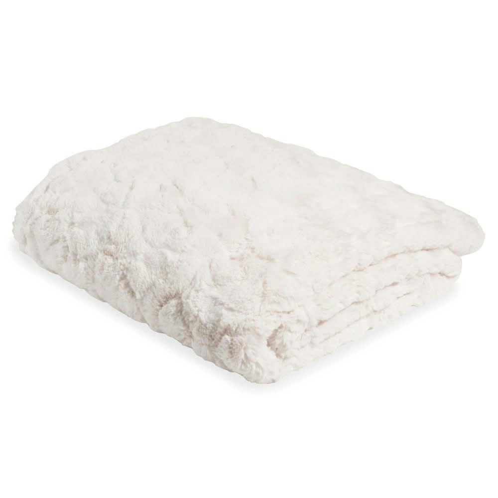 Anastasie - Plaid en fausse fourrure blanche 150 x 180 cm